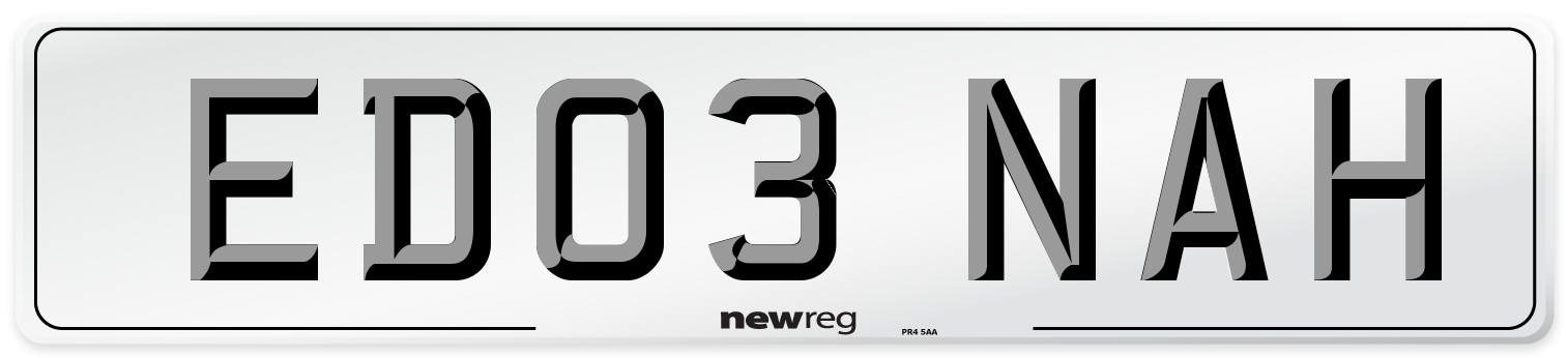 ED03 NAH Number Plate from New Reg